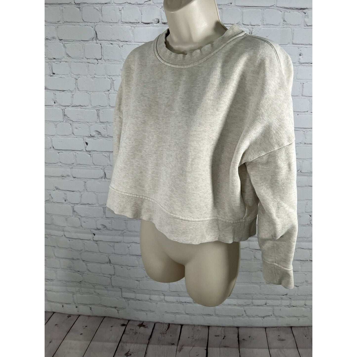 MWL Madewell Beige Cropped Pullover Sweatshirt Organic Cotton Blend Women’s S