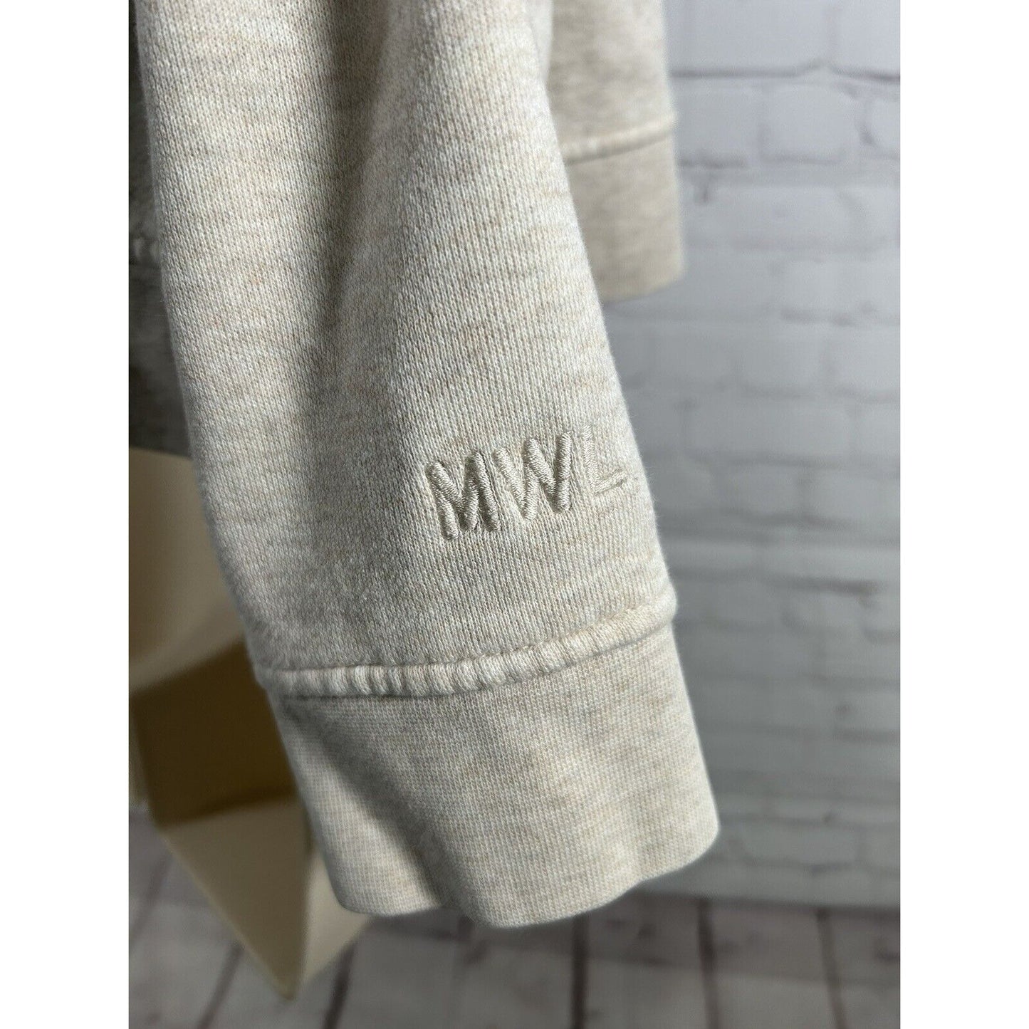 MWL Madewell Beige Cropped Pullover Sweatshirt Organic Cotton Blend Women’s S
