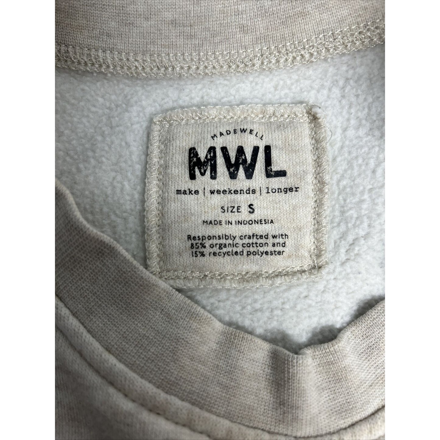 MWL Madewell Beige Cropped Pullover Sweatshirt Organic Cotton Blend Women’s S