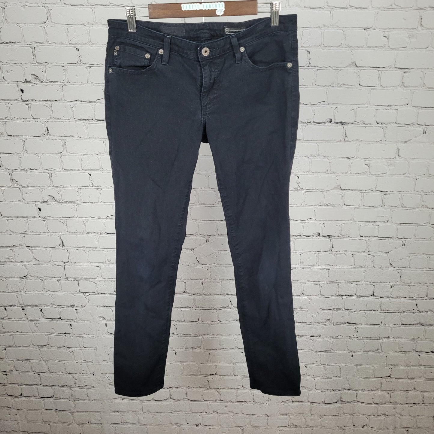 AG Adriano Goldschmied Black Denim Stretch Jeans USA Made Size 29R (32x30)