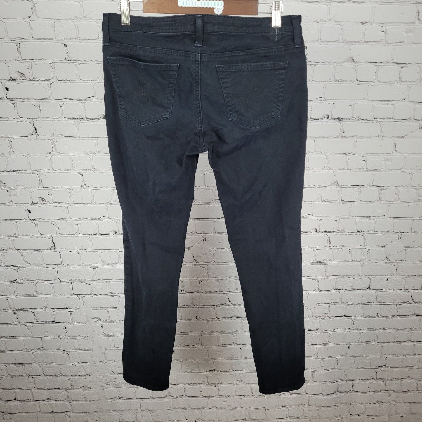 AG Adriano Goldschmied Black Denim Stretch Jeans USA Made Size 29R (32x30)