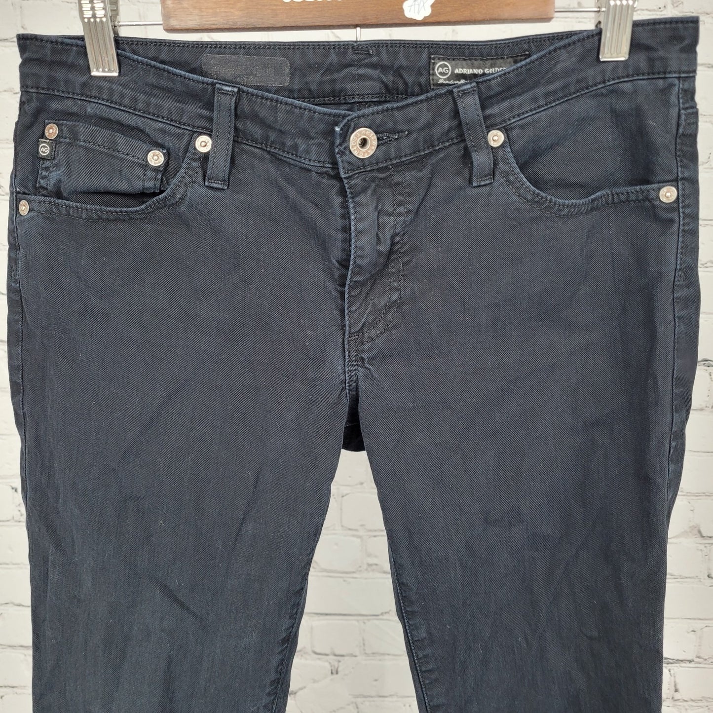 AG Adriano Goldschmied Black Denim Stretch Jeans USA Made Size 29R (32x30)
