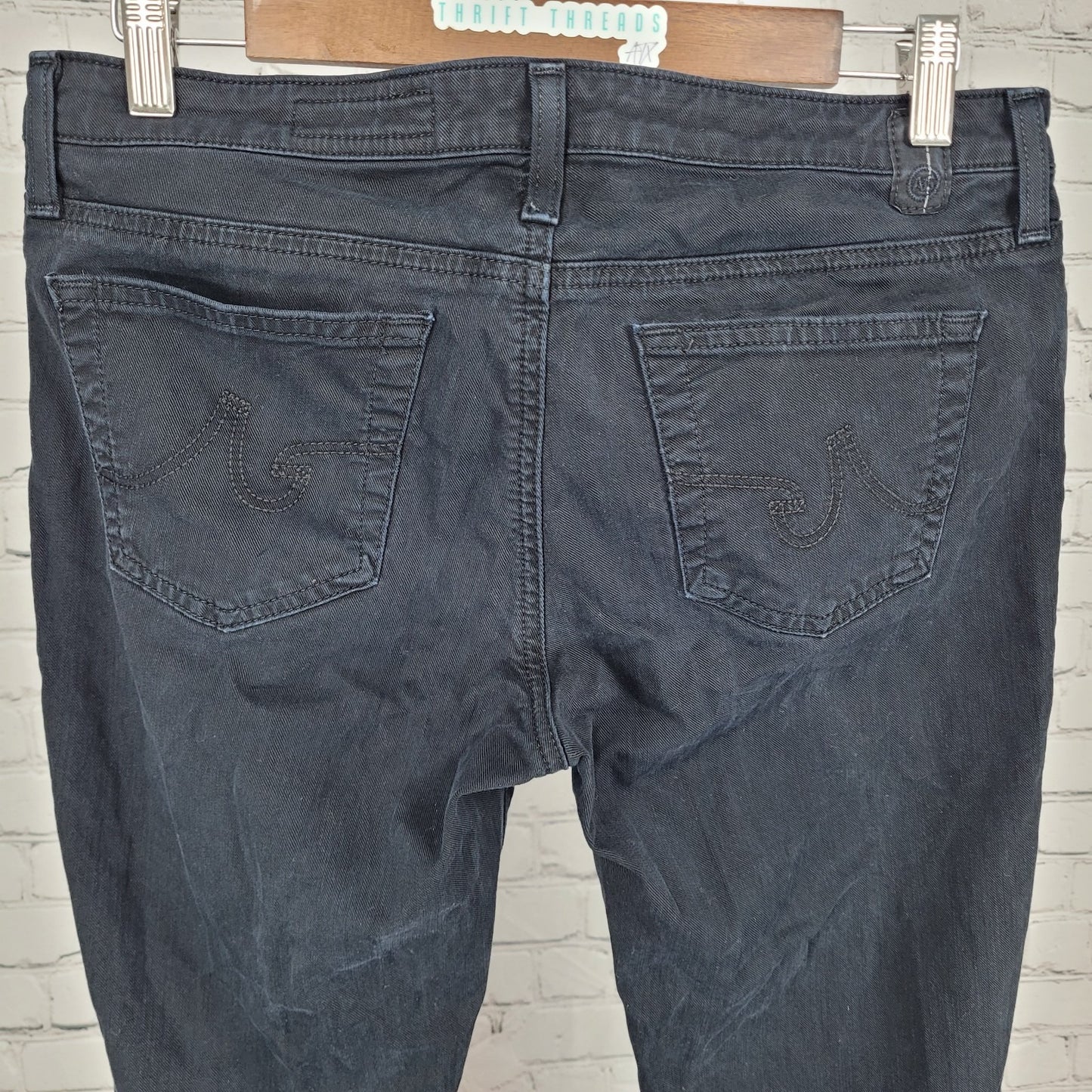 AG Adriano Goldschmied Black Denim Stretch Jeans USA Made Size 29R (32x30)