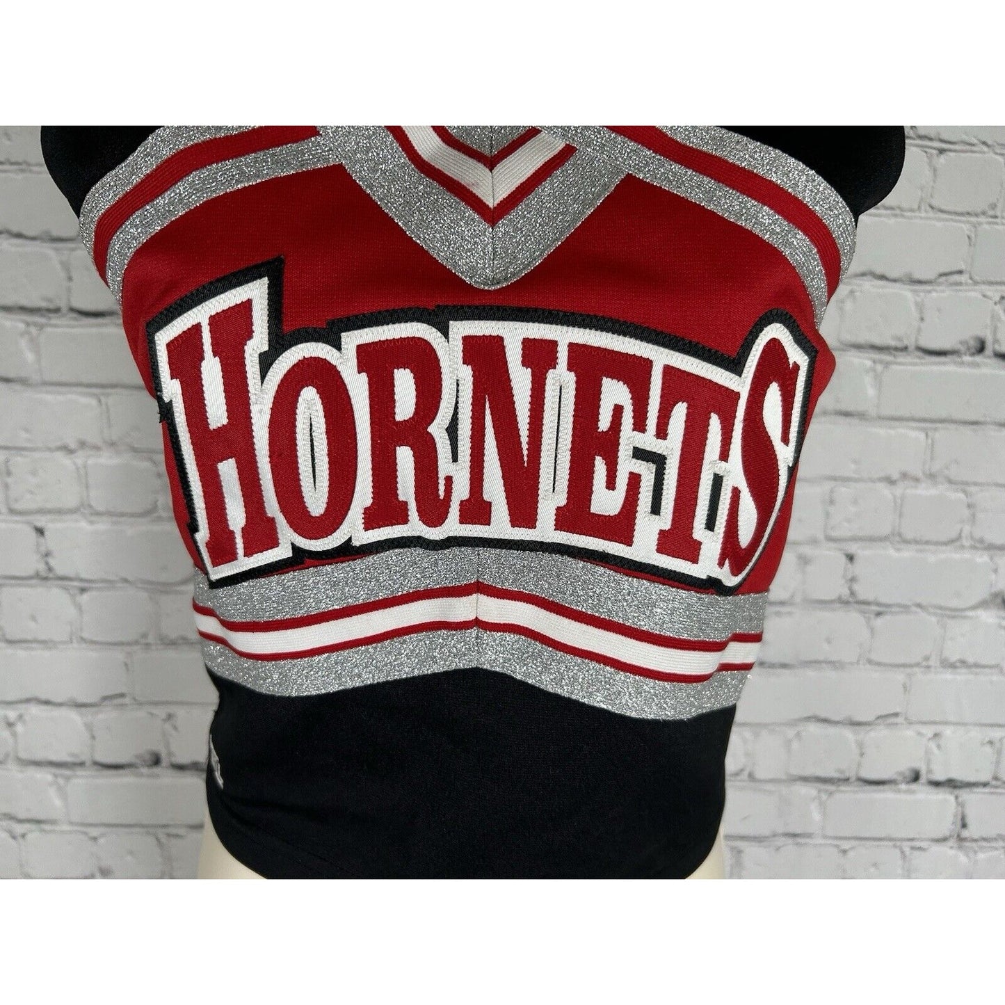 TL Team Leader Black Red Silver White Hornets Cheerleader Cheer Top 32/19