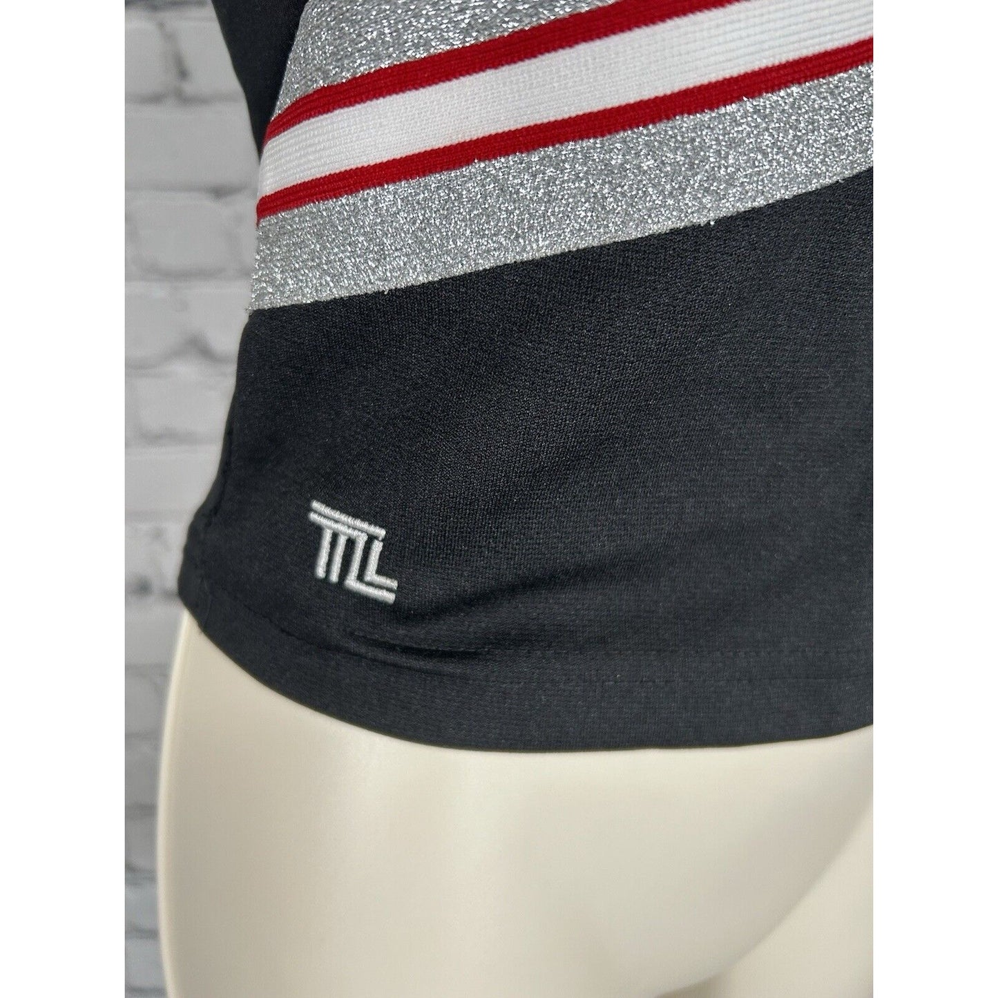 TL Team Leader Black Red Silver White Hornets Cheerleader Cheer Top 32/19