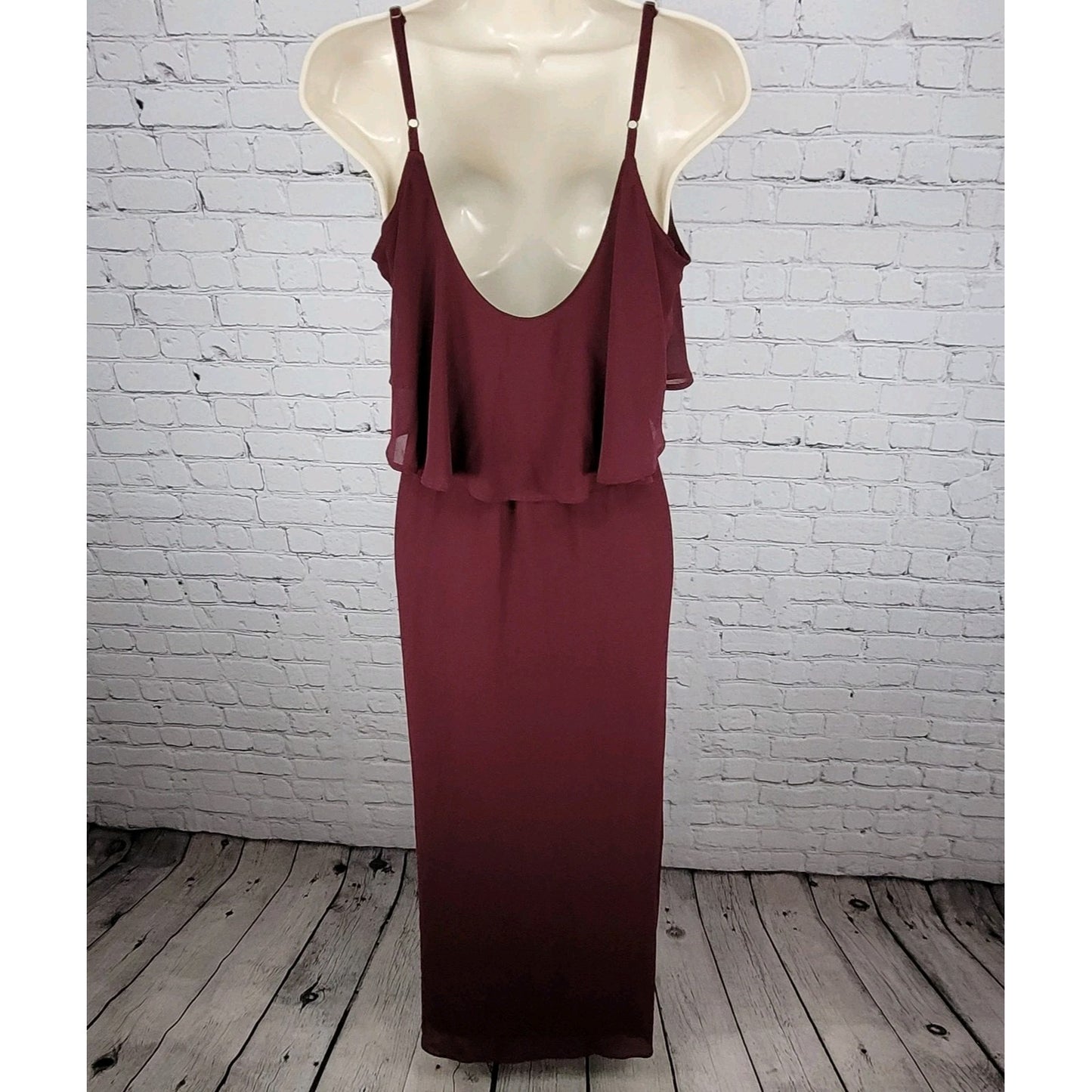 Show Me Your MuMu Burgundy Strappy Empire Waist Maxi Dress USA Made Small S