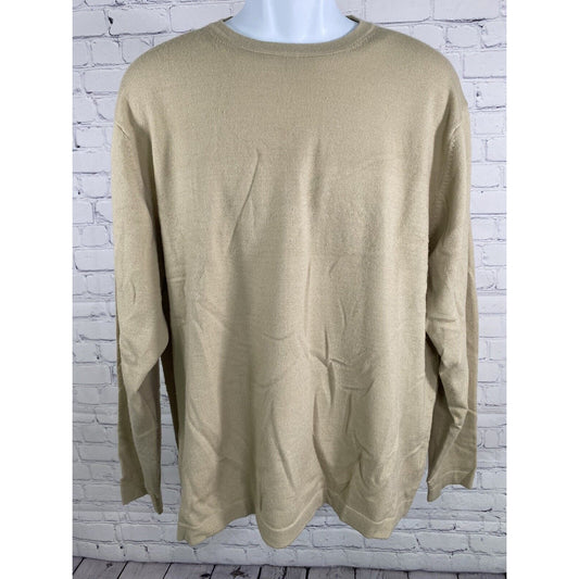 Eddie Bauer Beige Wool Blend Pullover Long Sleeve Tight Knit Sweater Men’s L