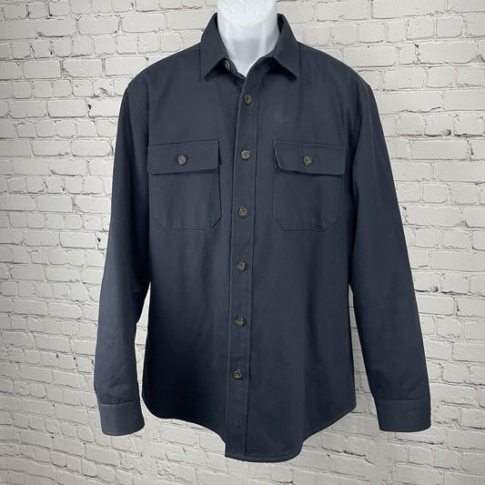 Line Of Trade Blue Button Up Workwear Shacket Insulated Lined Size Large L