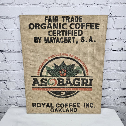 ASOBAGRI Coffee Authentic Burlap Sack Wrapped Canvas Wood Framed Art 20x16