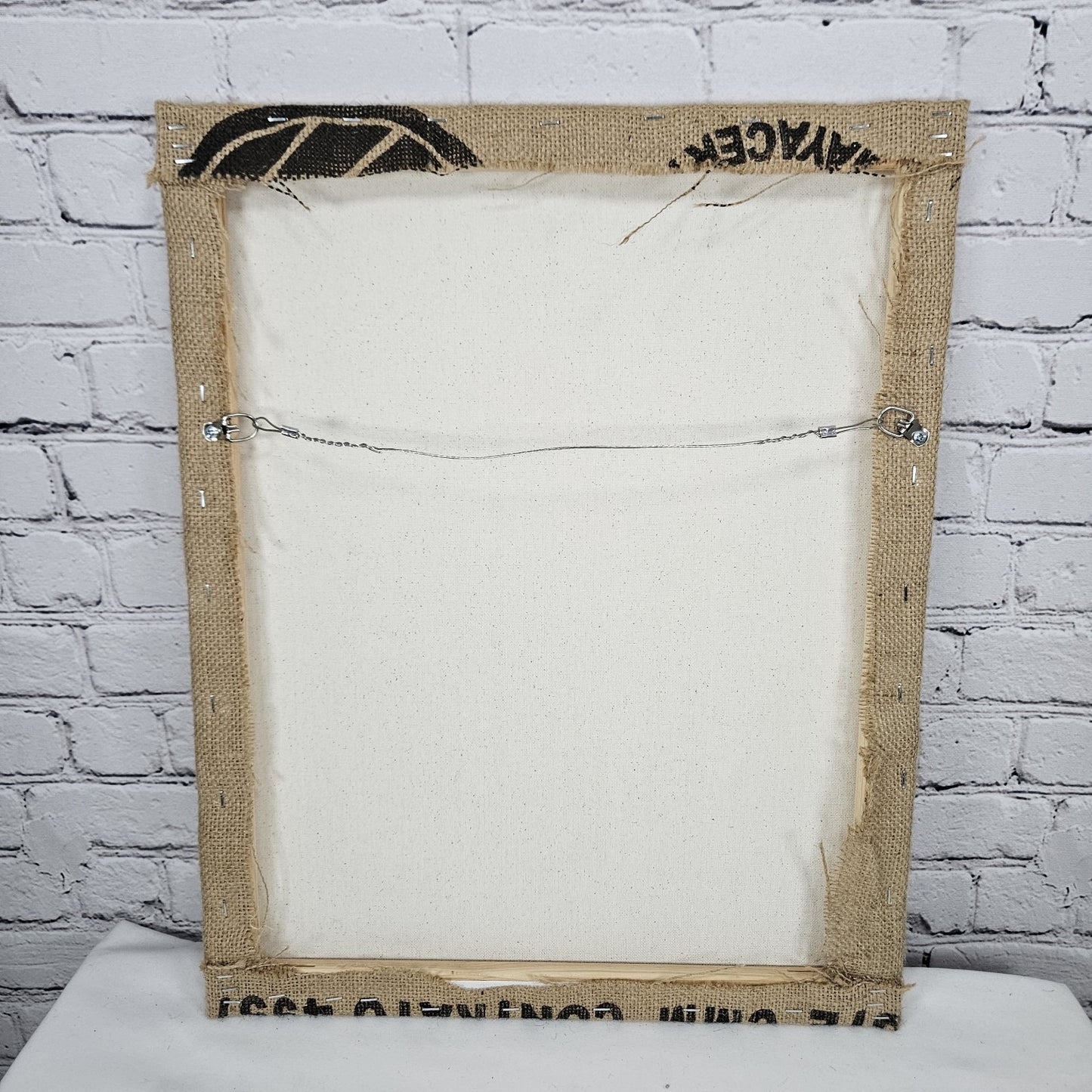 ASOBAGRI Coffee Authentic Burlap Sack Wrapped Canvas Wood Framed Art 20x16