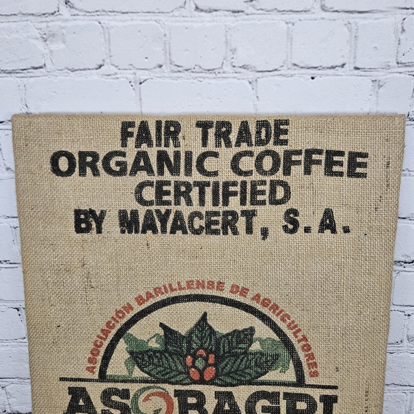 ASOBAGRI Coffee Authentic Burlap Sack Wrapped Canvas Wood Framed Art 20x16