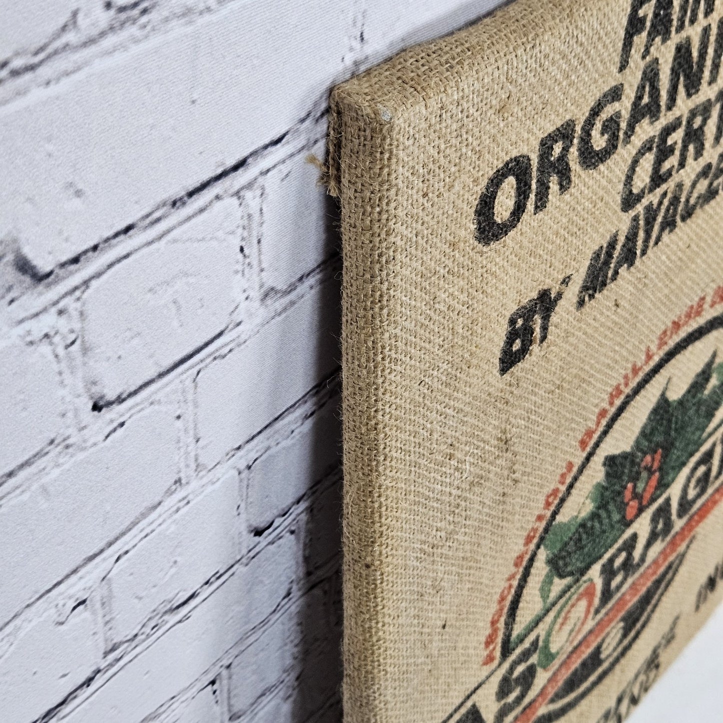 ASOBAGRI Coffee Authentic Burlap Sack Wrapped Canvas Wood Framed Art 20x16