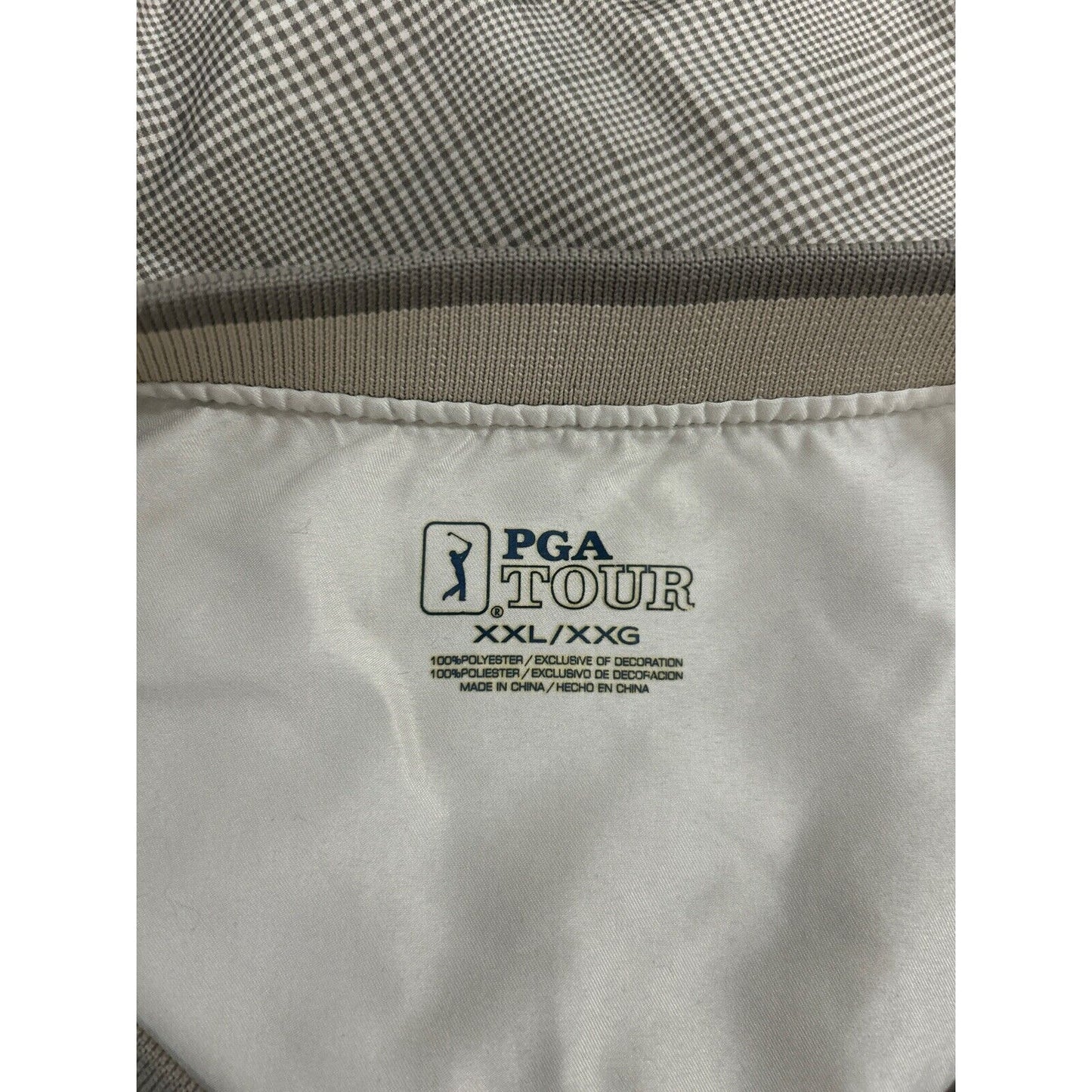 PGA Tour Tan Beige Plaid Long Sleeve Collarless Golf Windbreaker Size XXL