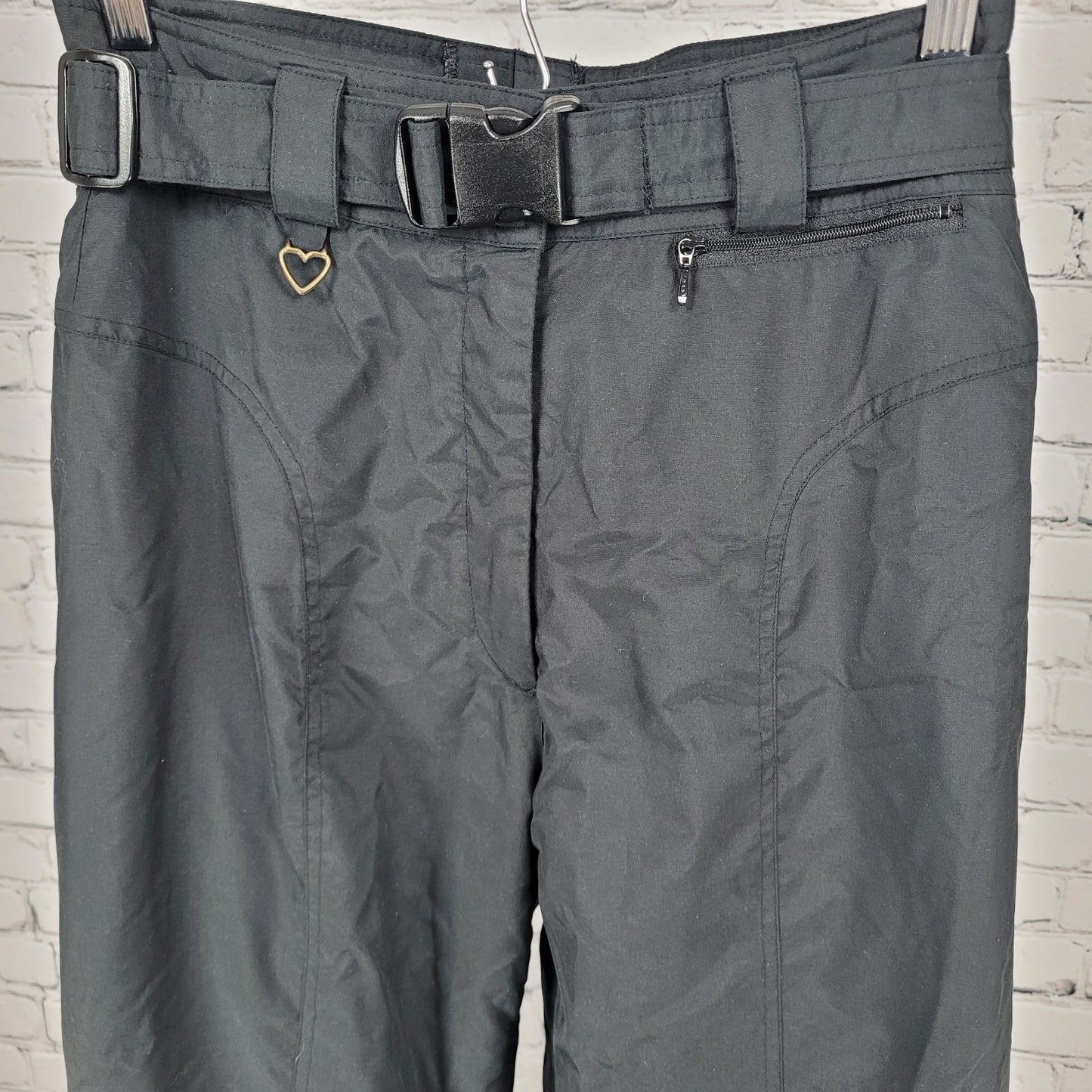 VTG Obermeyer Black Stilleto Belted Stirrup Insulated Ski Pants Size 10 (28x25)