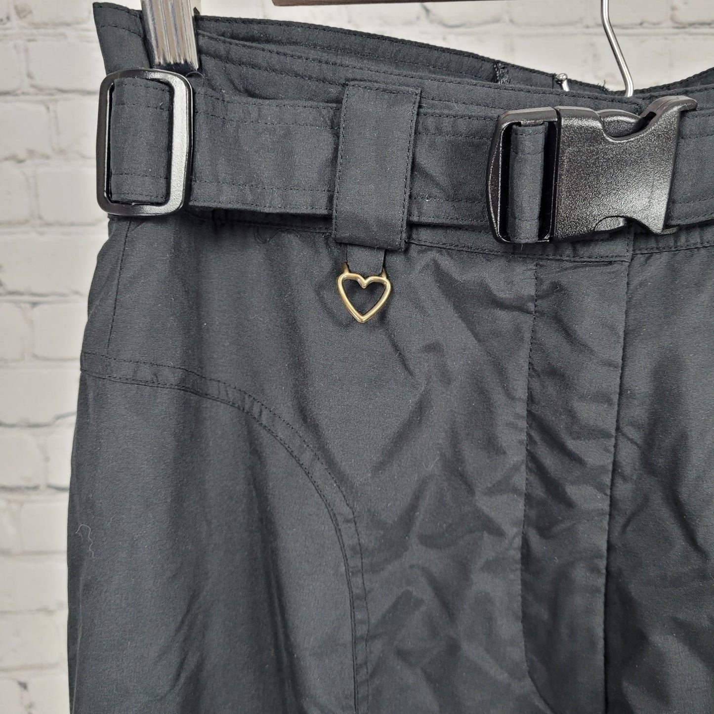 VTG Obermeyer Black Stilleto Belted Stirrup Insulated Ski Pants Size 10 (28x25)