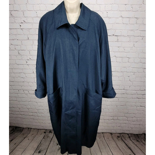 VTG Komitor Navy Buttoned Removable Liner Pockets Trench Coat 20W