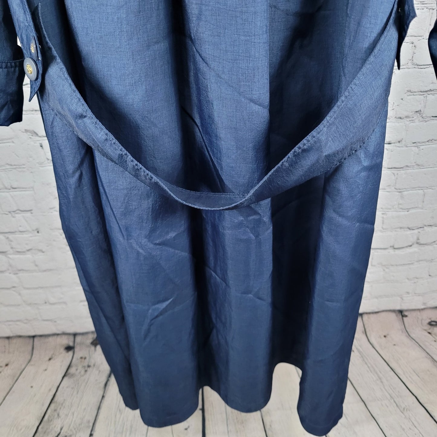 VTG Komitor Navy Buttoned Removable Liner Pockets Trench Coat 20W