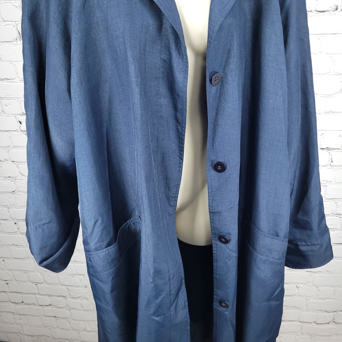 VTG Komitor Navy Buttoned Removable Liner Pockets Trench Coat 20W