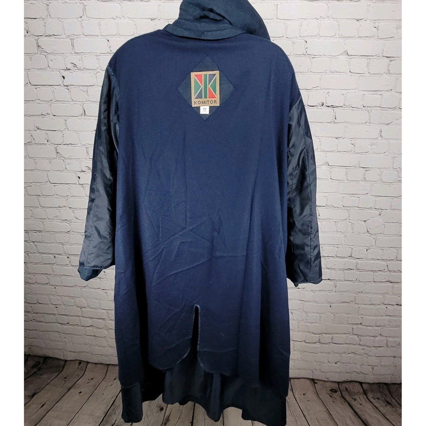 VTG Komitor Navy Buttoned Removable Liner Pockets Trench Coat 20W