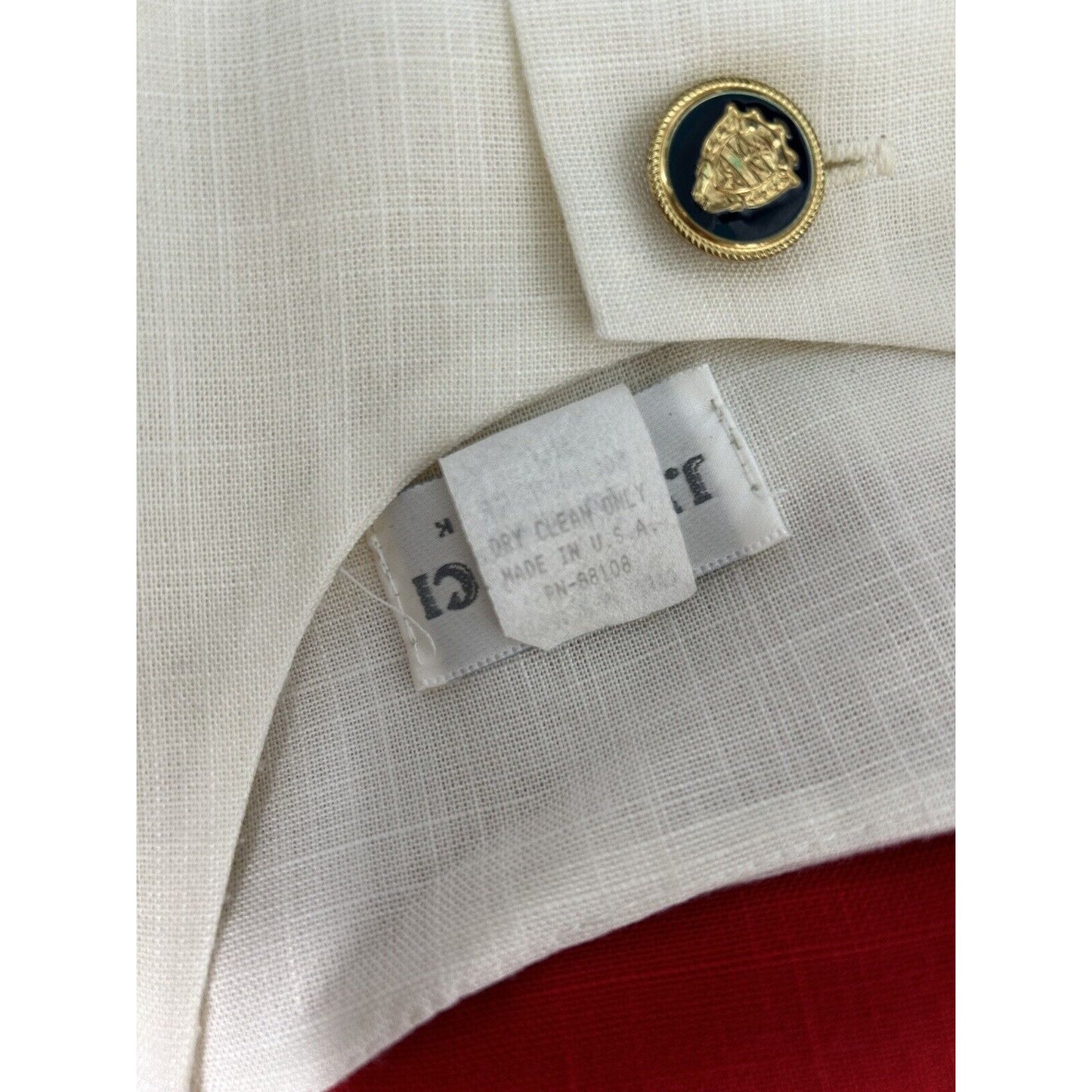 VTG J.W. Trèci White Red Blue Button Down Shoulder Padded Short Sleeve Dress 10