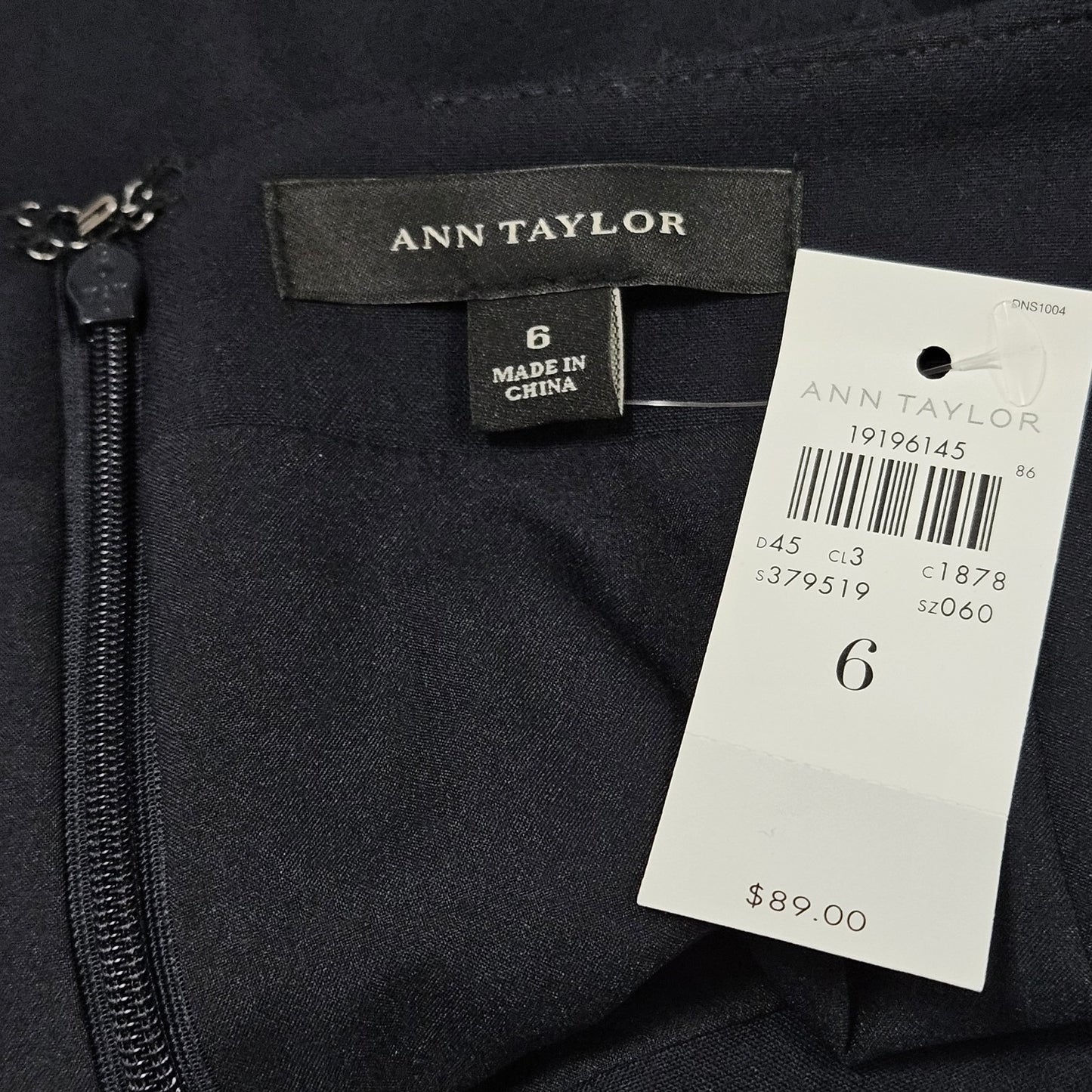 Ann Taylor Navy Full Knee Length Skirt Suit 2 Piece Set 1 Button Notch Jacket 6