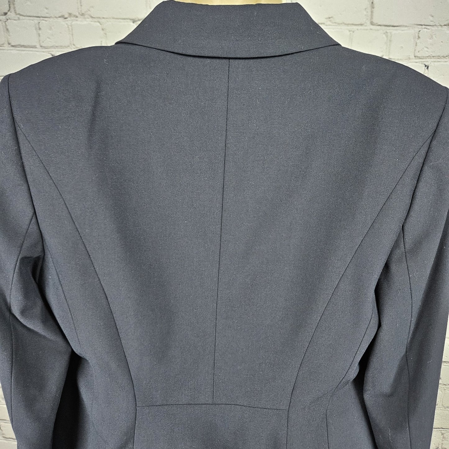 Ann Taylor Navy Full Knee Length Skirt Suit 2 Piece Set 1 Button Notch Jacket 6