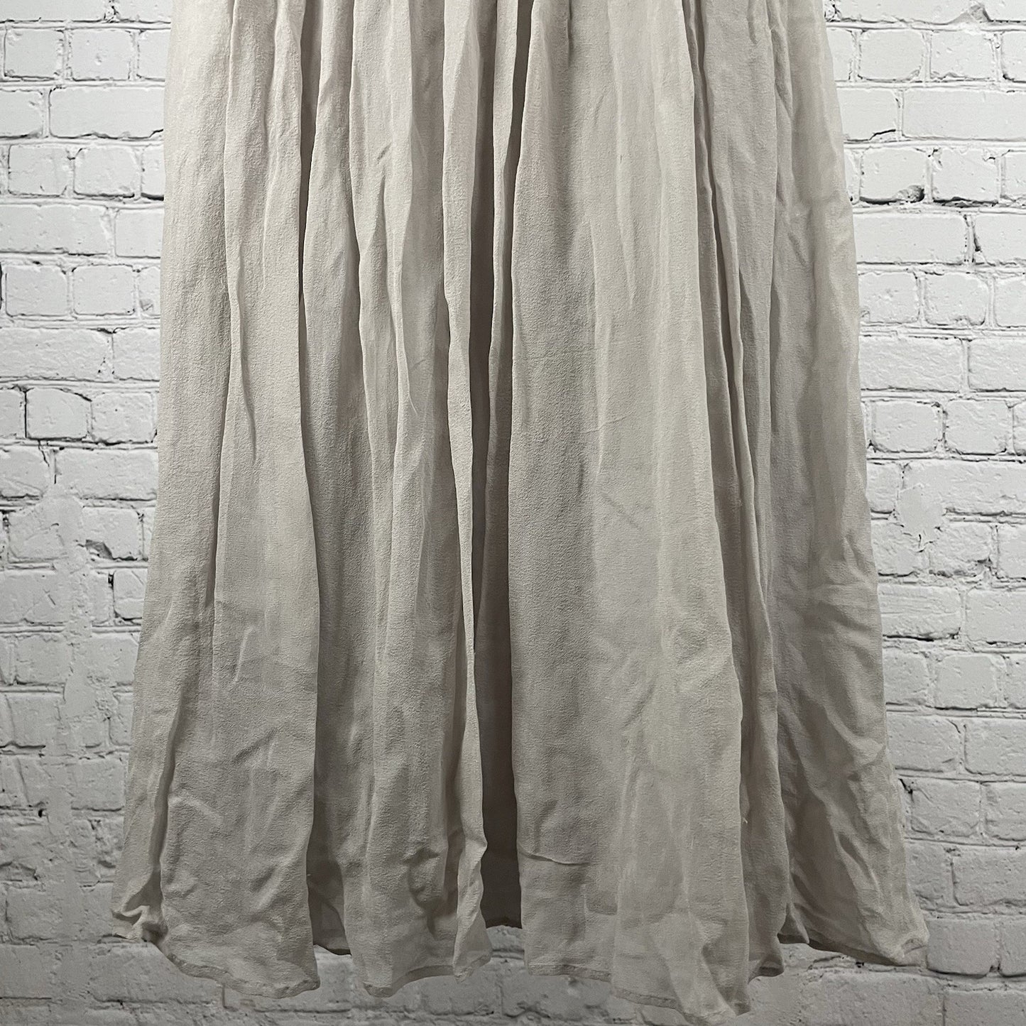 NWD Lil Anthropologie Grey Silk Lace Trim Chiffon Empire Waist Midi Dress 12