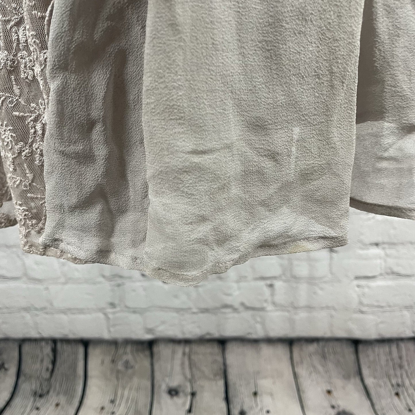 NWD Lil Anthropologie Grey Silk Lace Trim Chiffon Empire Waist Midi Dress 12