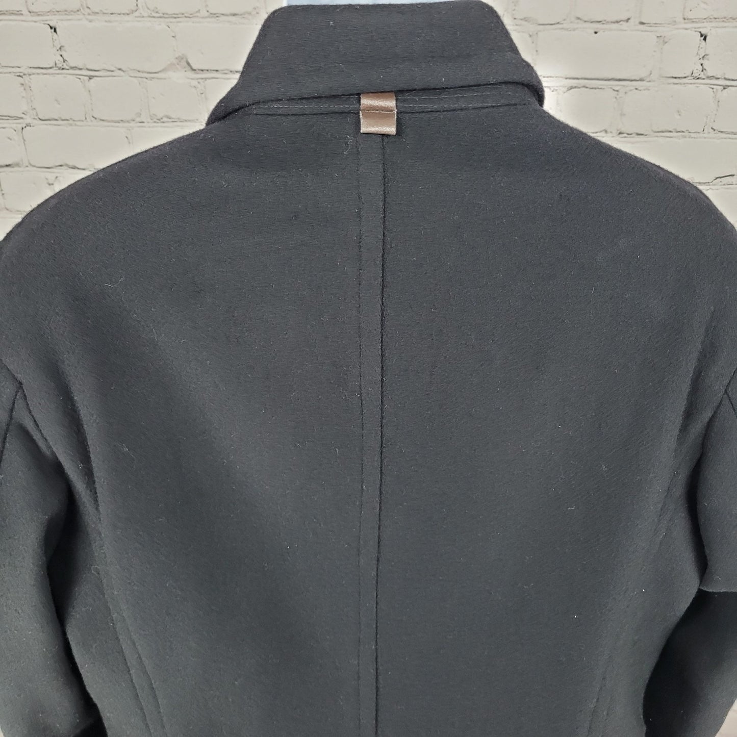 Zara Man Black Wool Blend Snap Up Collared Lined Inner Pocket Coat Size Large L
