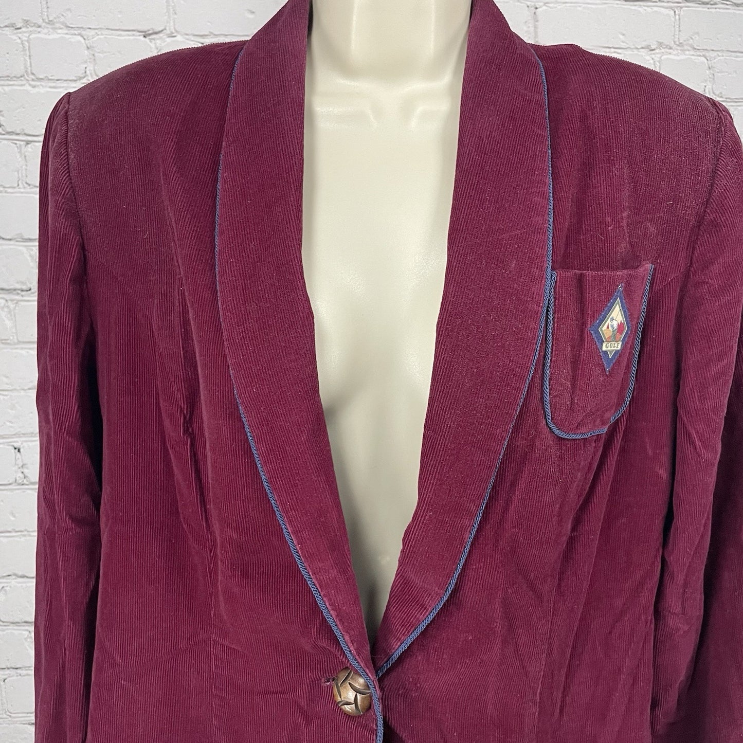 VTG Lindsey Scott Sport Purple Corduroy Golf Blazer Jacket USA Made Size 8