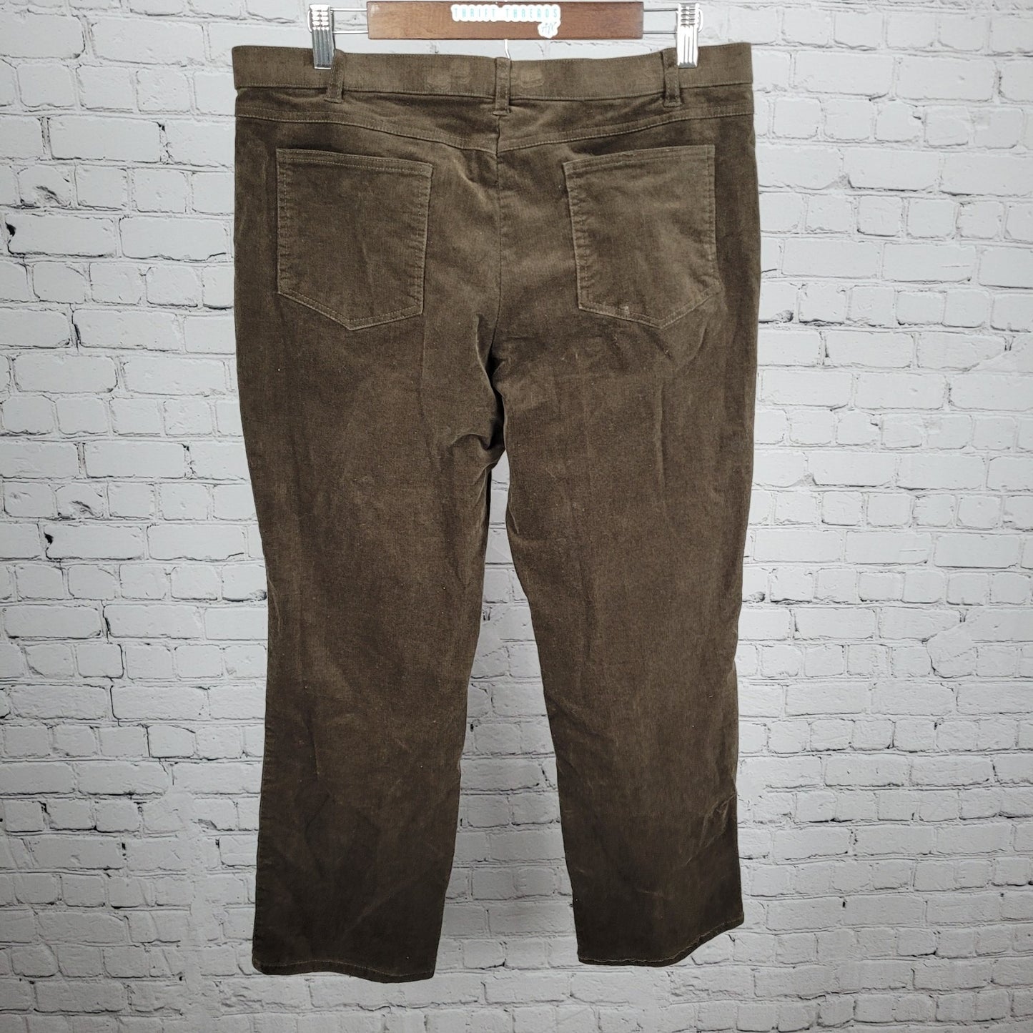 Orvis Brown Corduroy Stretch Mid Rise Straight Leg Pants 12 (35x28)