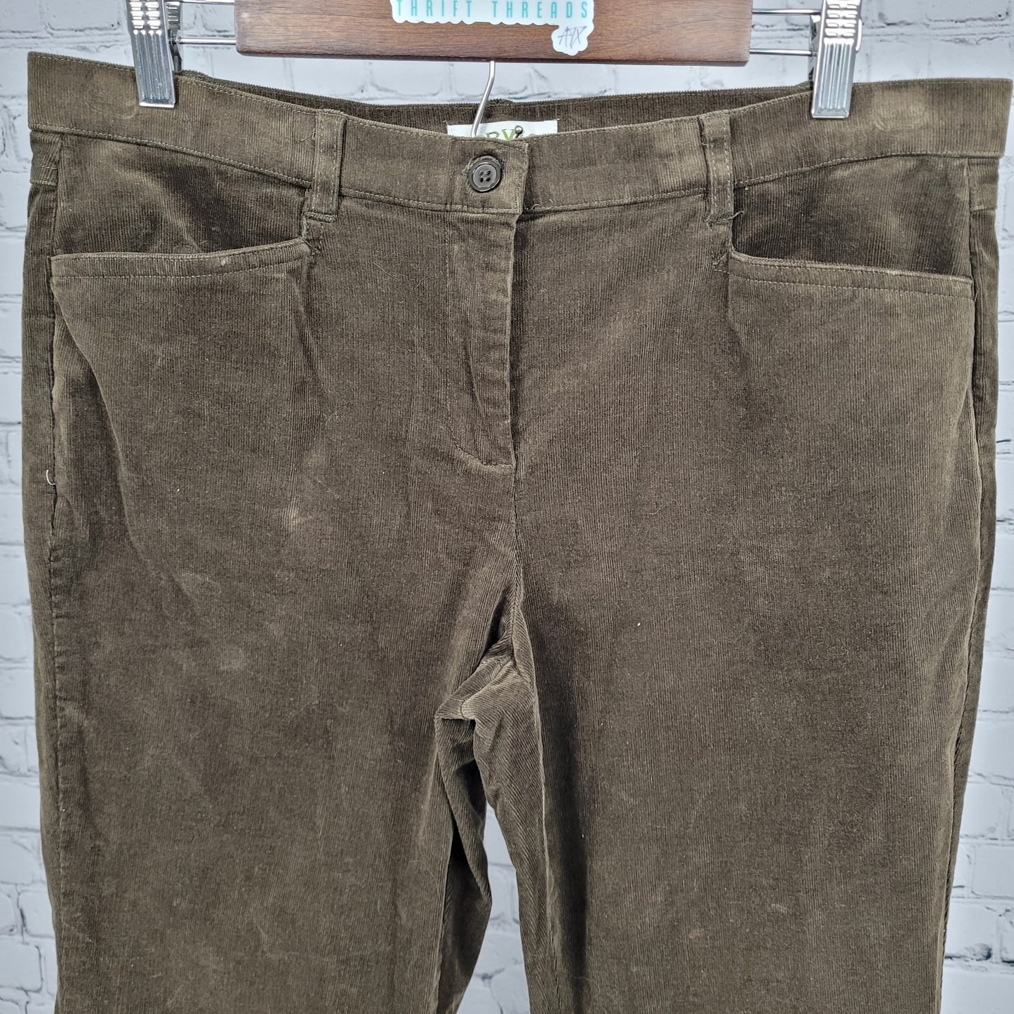 Orvis Brown Corduroy Stretch Mid Rise Straight Leg Pants 12 (35x28)