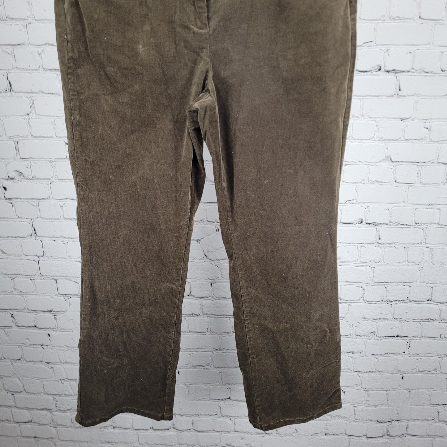 Orvis Brown Corduroy Stretch Mid Rise Straight Leg Pants 12 (35x28)