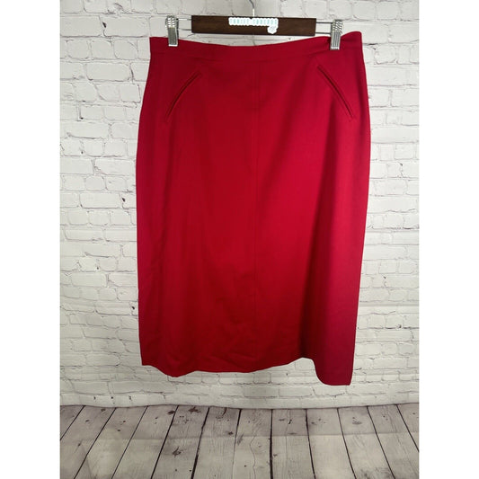 NWT Talbots Solid Red Midi Length Wool Blend Women’s Stretch Pencil Skirt  14P