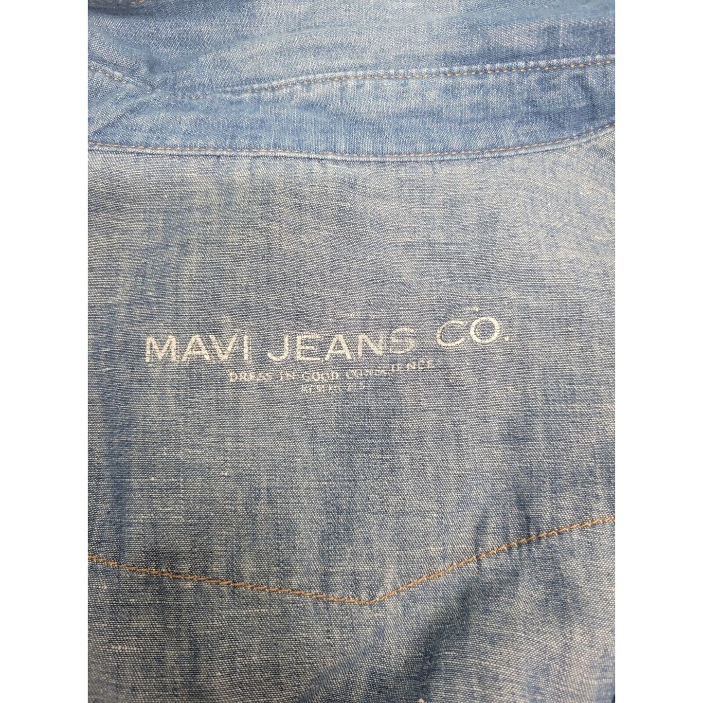 Mavi Jeans Leticia Blue Denim Pearl Snap Western Shirt Long Sleeve Women's L