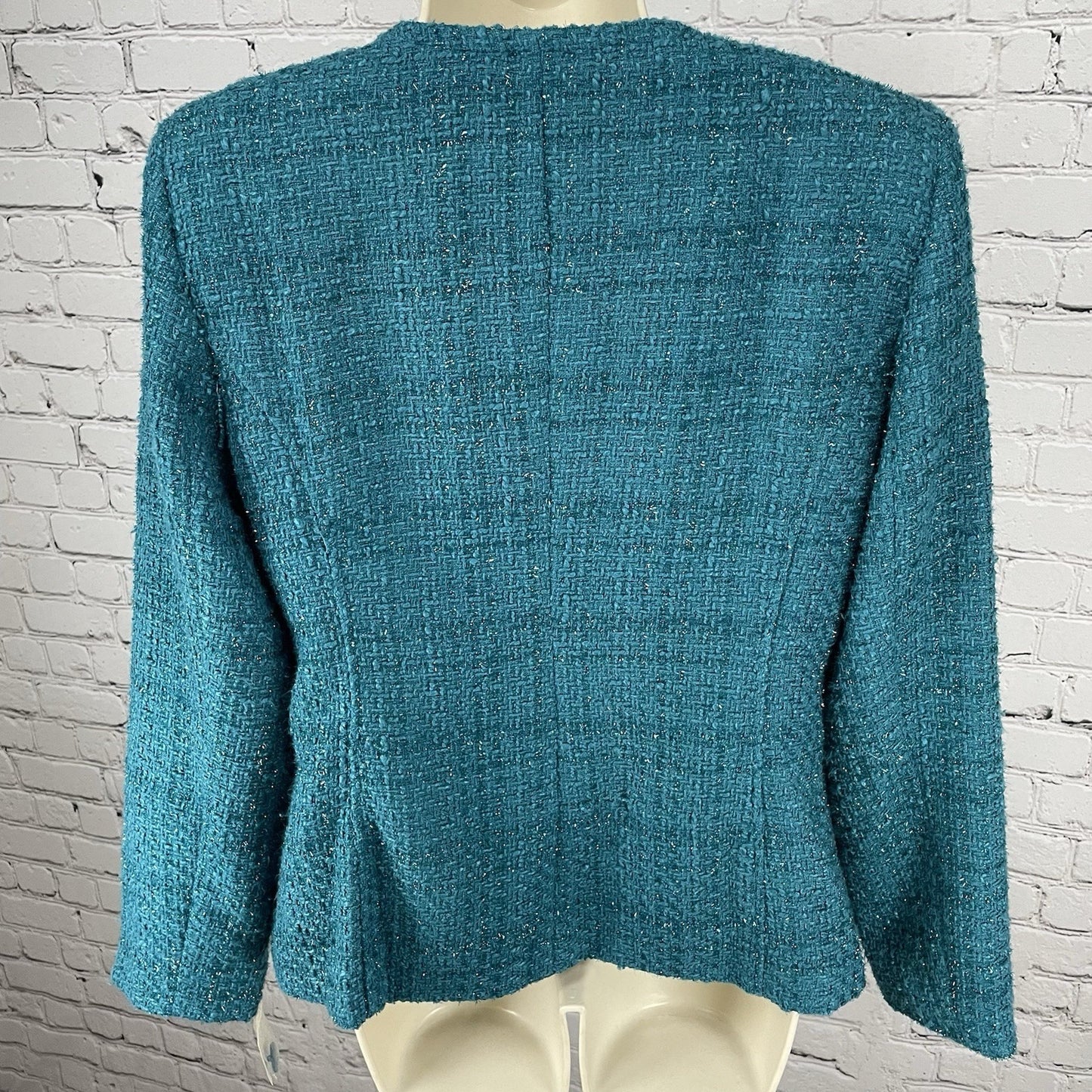 NWT Travel Smith Blue Textured Shimmer Buttoned Lined Pockets Jacket Size 10