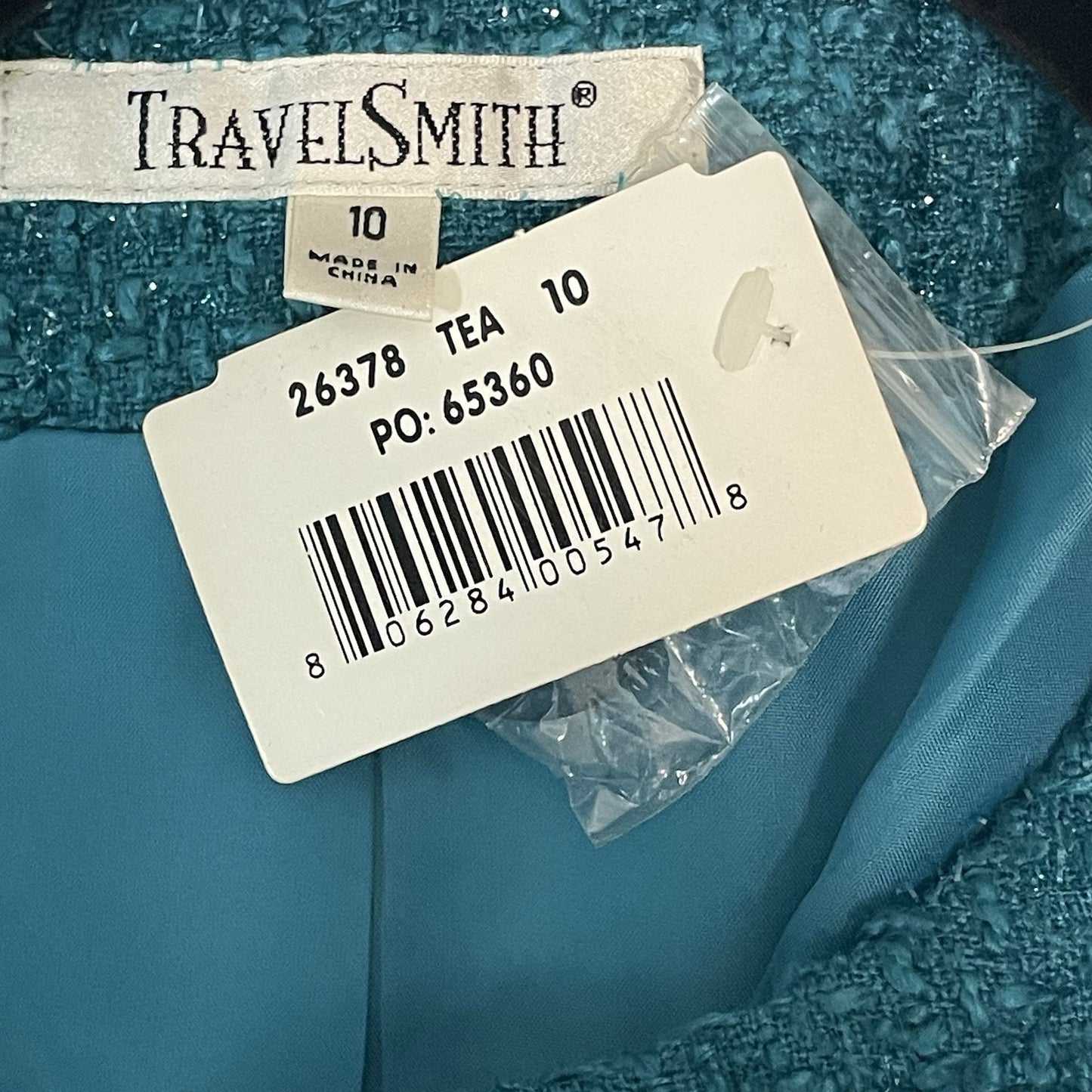NWT Travel Smith Blue Textured Shimmer Buttoned Lined Pockets Jacket Size 10