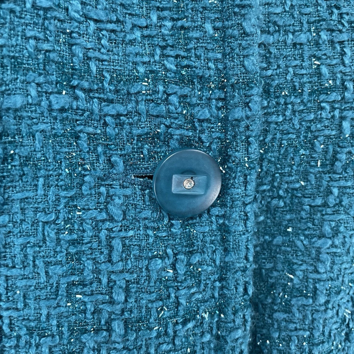 NWT Travel Smith Blue Textured Shimmer Buttoned Lined Pockets Jacket Size 10