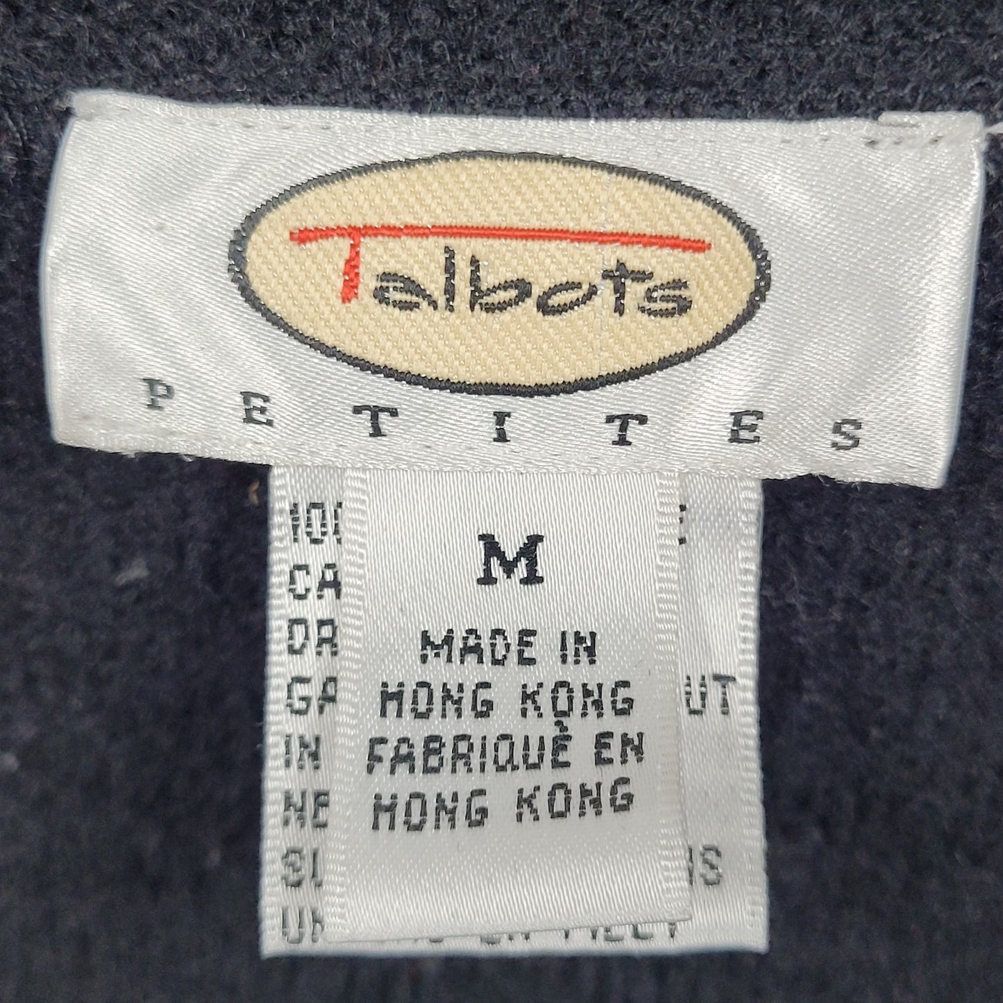 VTG Talbots Black 100% Wool Unlined Jacket Toggle Cardigan Petites Size Medium M