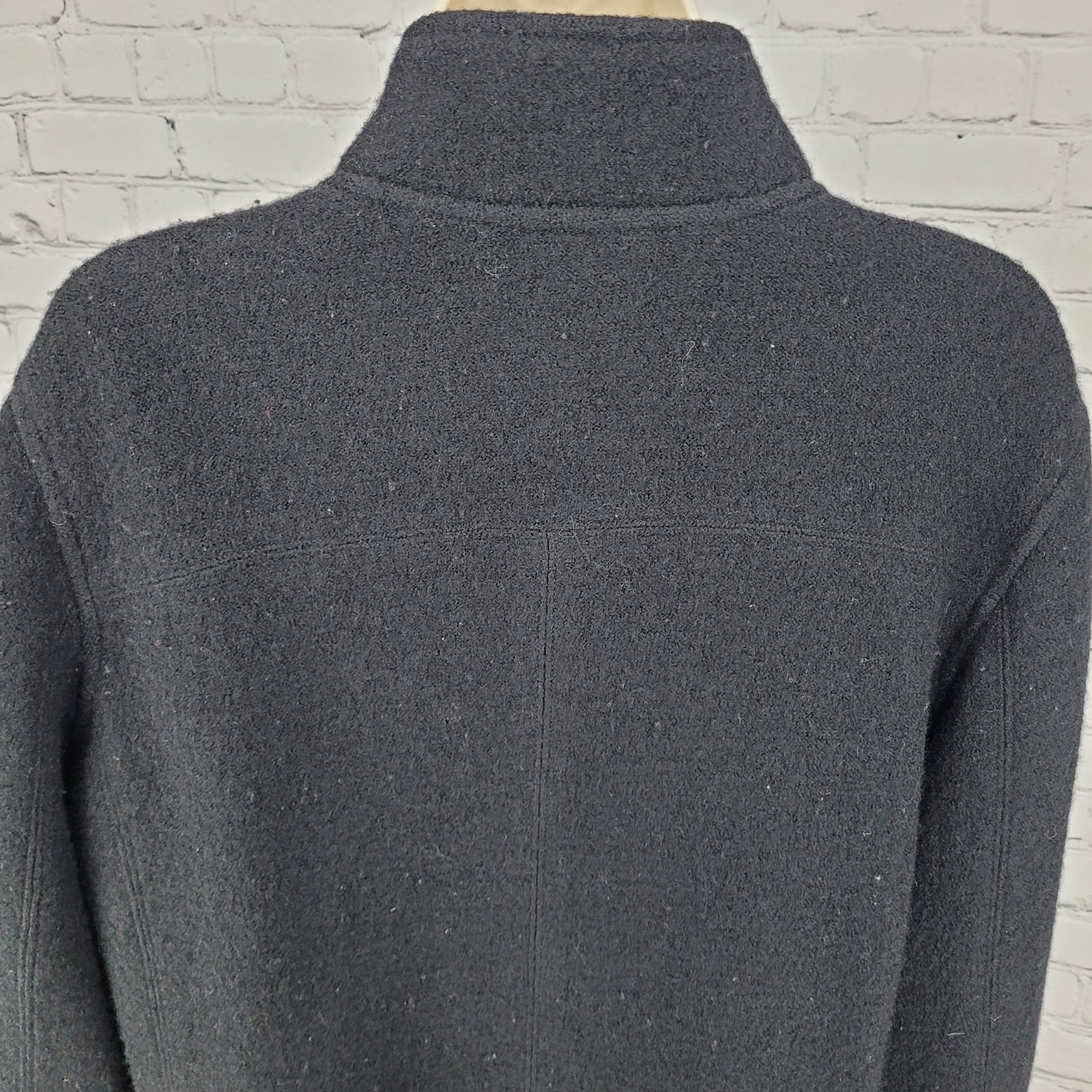 VTG Talbots Black 100% Wool Unlined Jacket Toggle Cardigan Petites Size Medium M