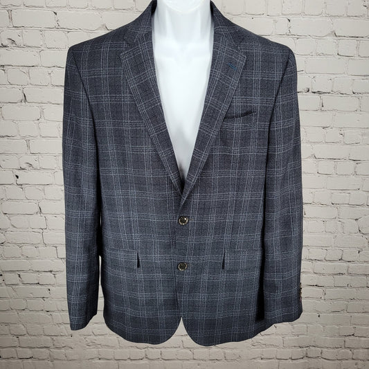 Ted Baker Grey 100% Wool Jay Check Endurance 2 Button Blazer Sport Coat Size 42