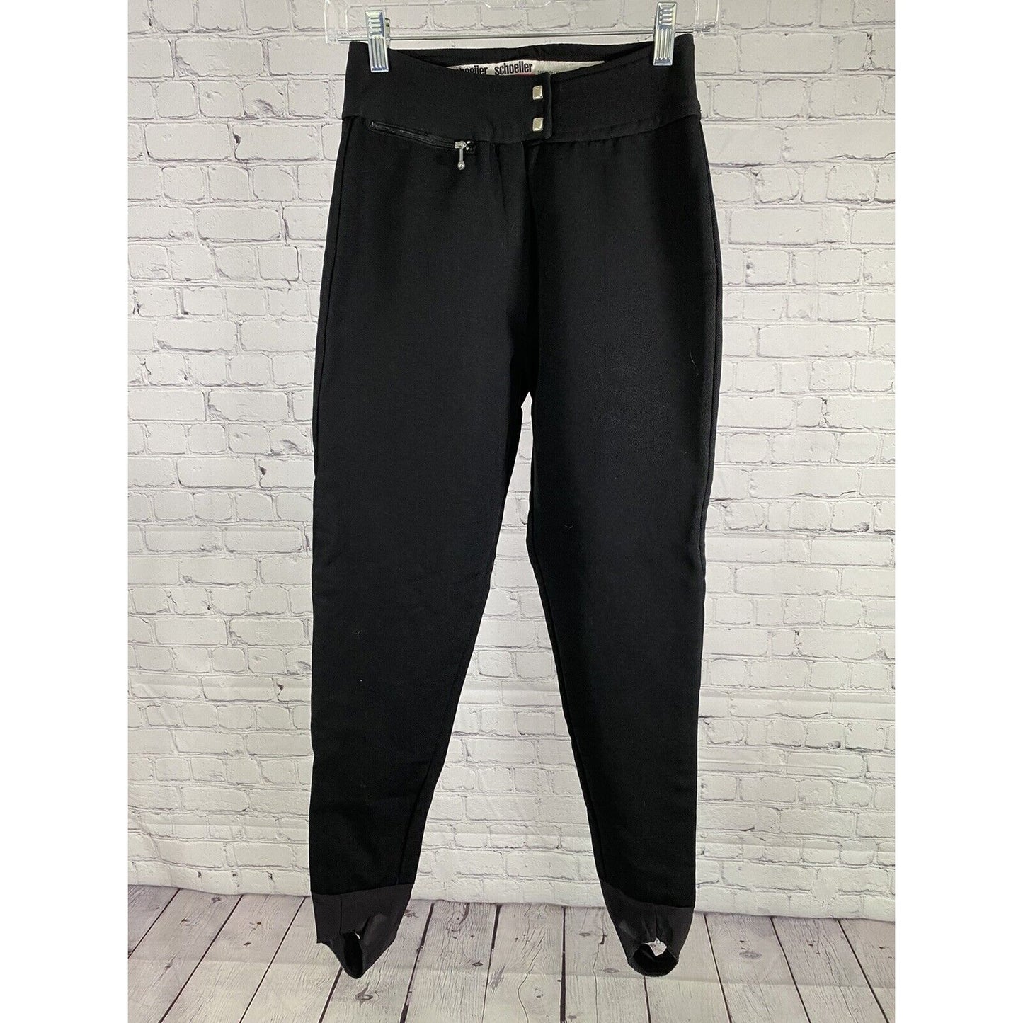 VTG Downhill Racer Schoeller Soft Shell Ski Snow Pants Black Stirrups 6 W22 I25