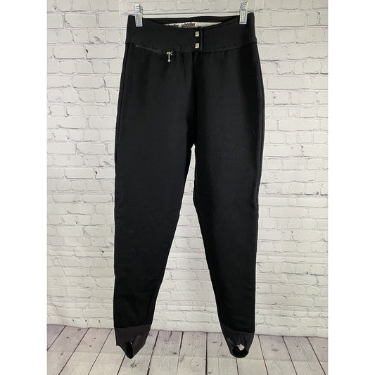 VTG Downhill Racer Schoeller Soft Shell Ski Snow Pants Black Stirrups 6 W22 I25