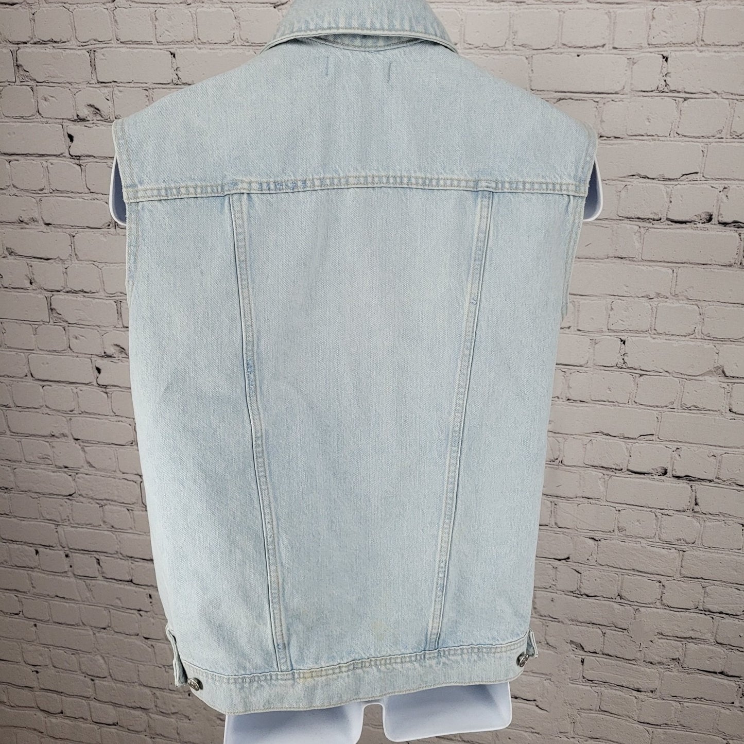 Madewell Blue Denim Oversized Trucker  Distressed Light Wash Jean Vest Small S