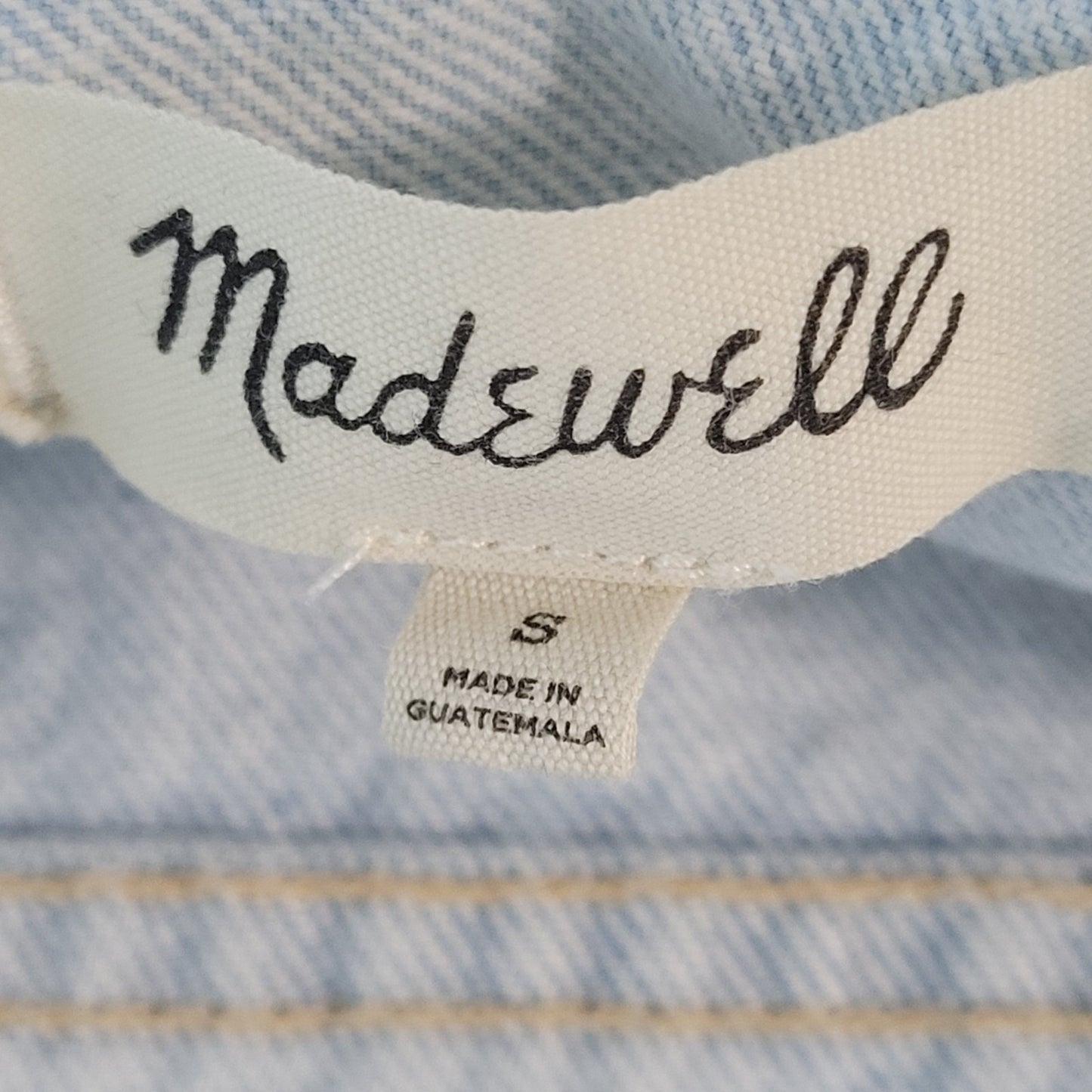 Madewell Blue Denim Oversized Trucker  Distressed Light Wash Jean Vest Small S