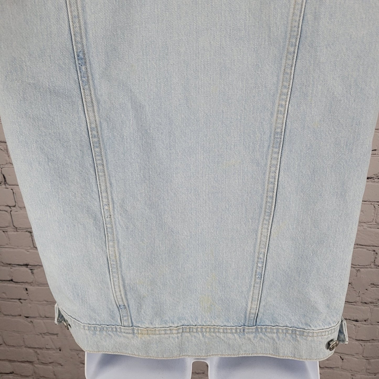 Madewell Blue Denim Oversized Trucker  Distressed Light Wash Jean Vest Small S