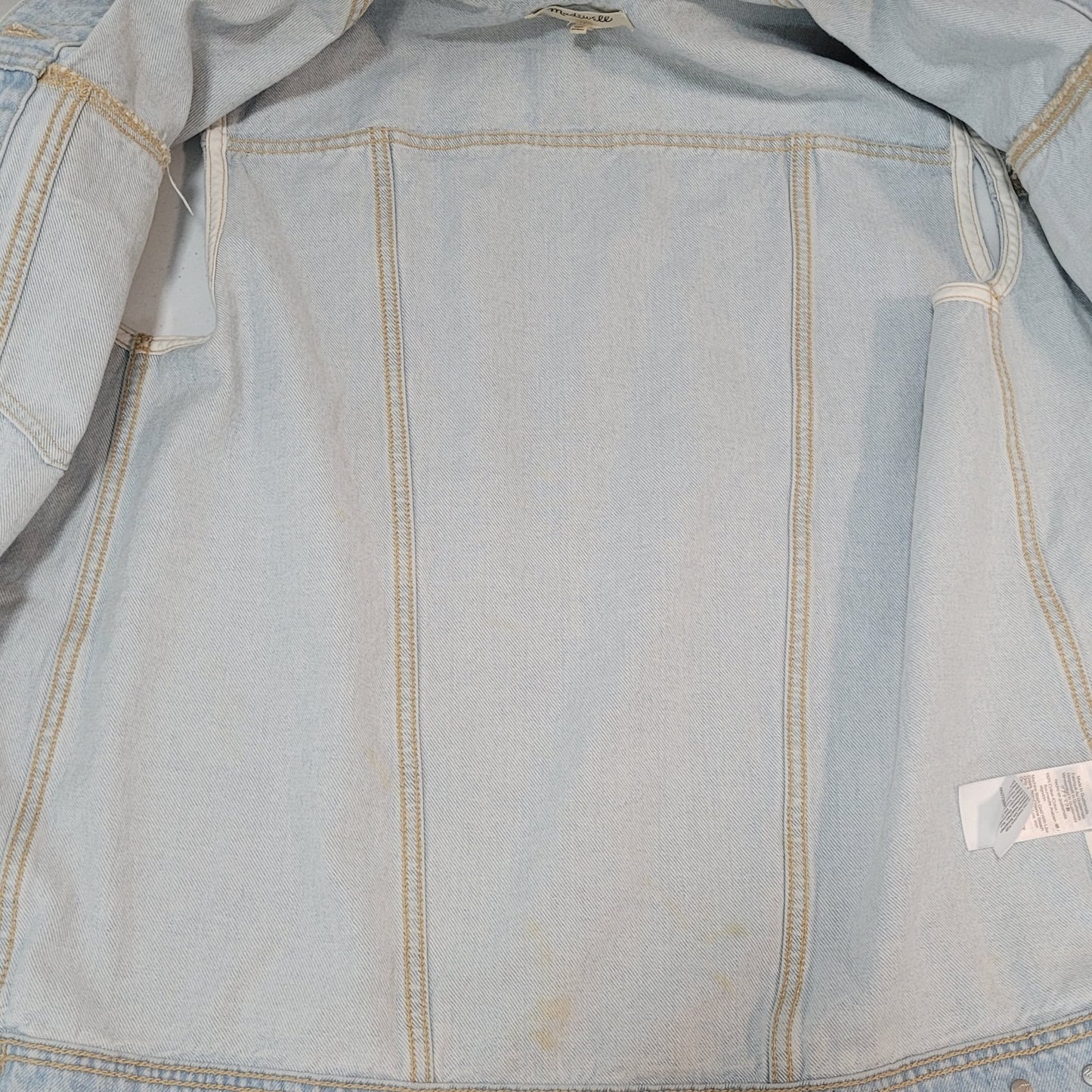 Madewell Blue Denim Oversized Trucker  Distressed Light Wash Jean Vest Small S