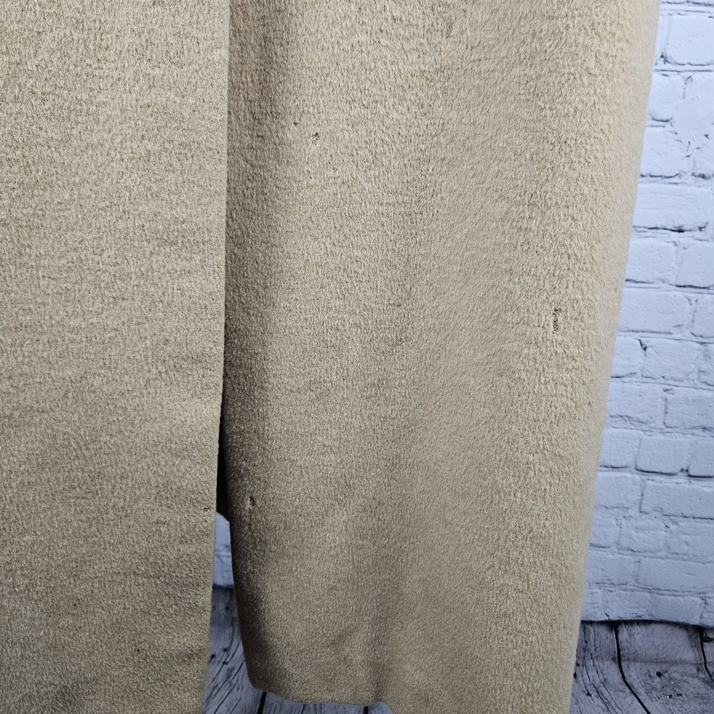 VTG Tan 100% Camelhair Buttoned Vented Long Over Coat Trench USA Medium M