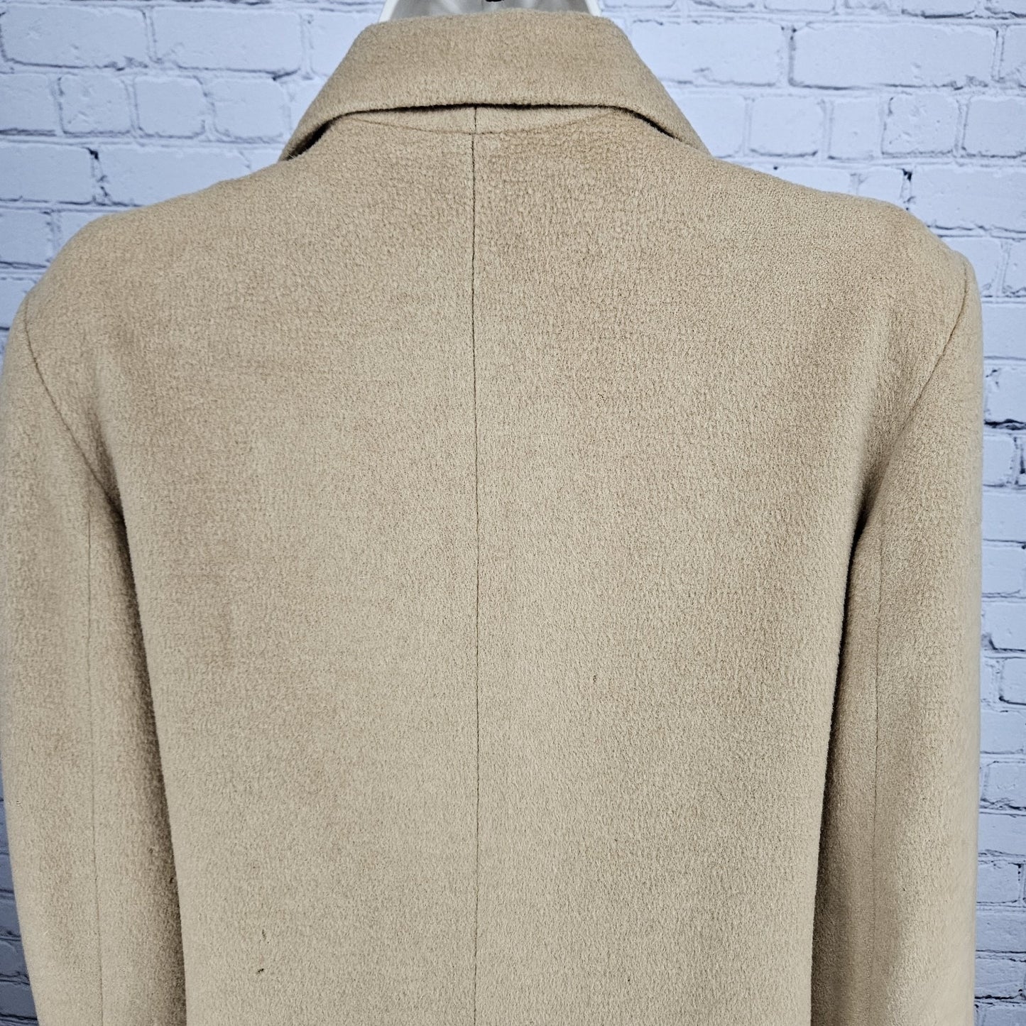 VTG Tan 100% Camelhair Buttoned Vented Long Over Coat Trench USA Medium M