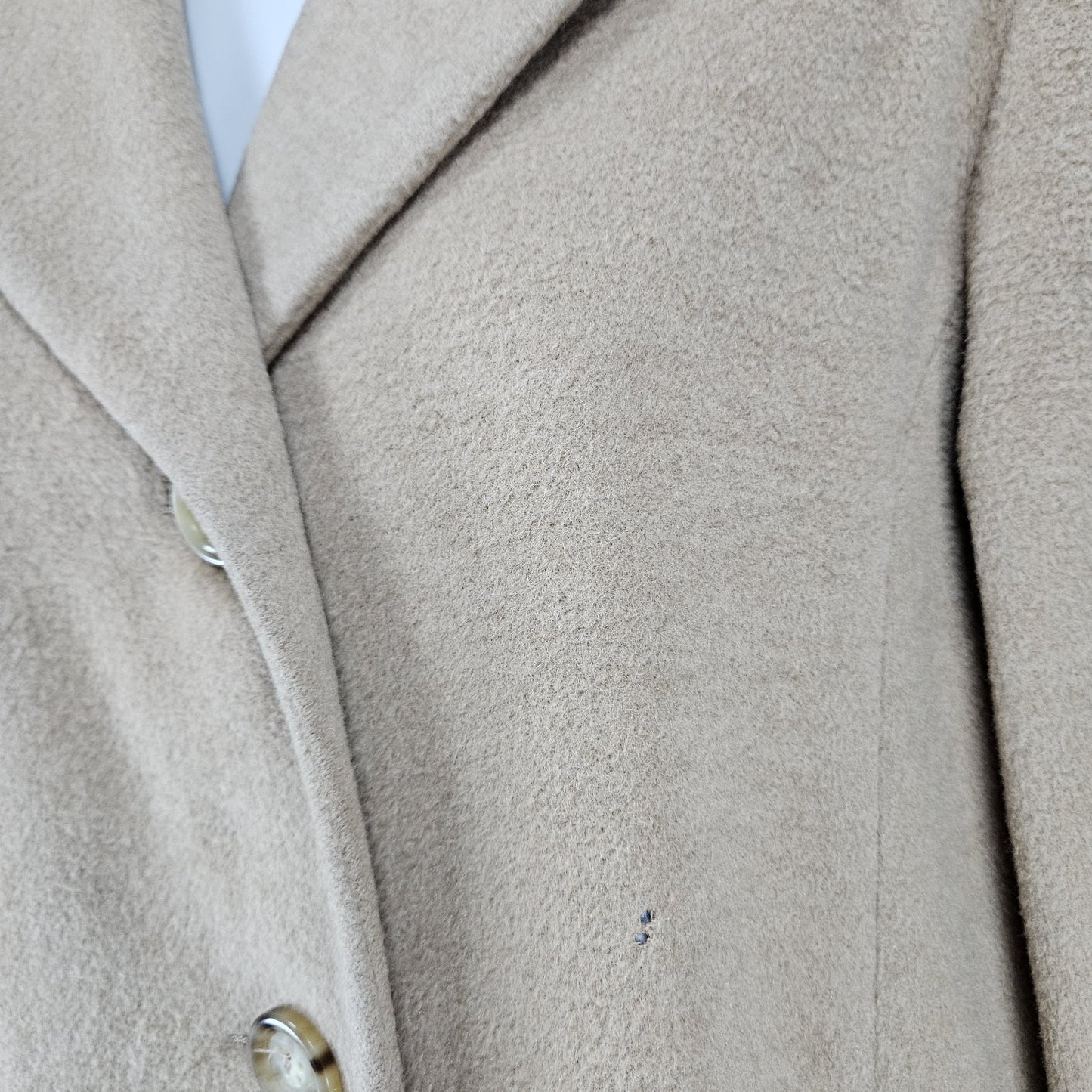 VTG Tan 100% Camelhair Buttoned Vented Long Over Coat Trench USA Medium M